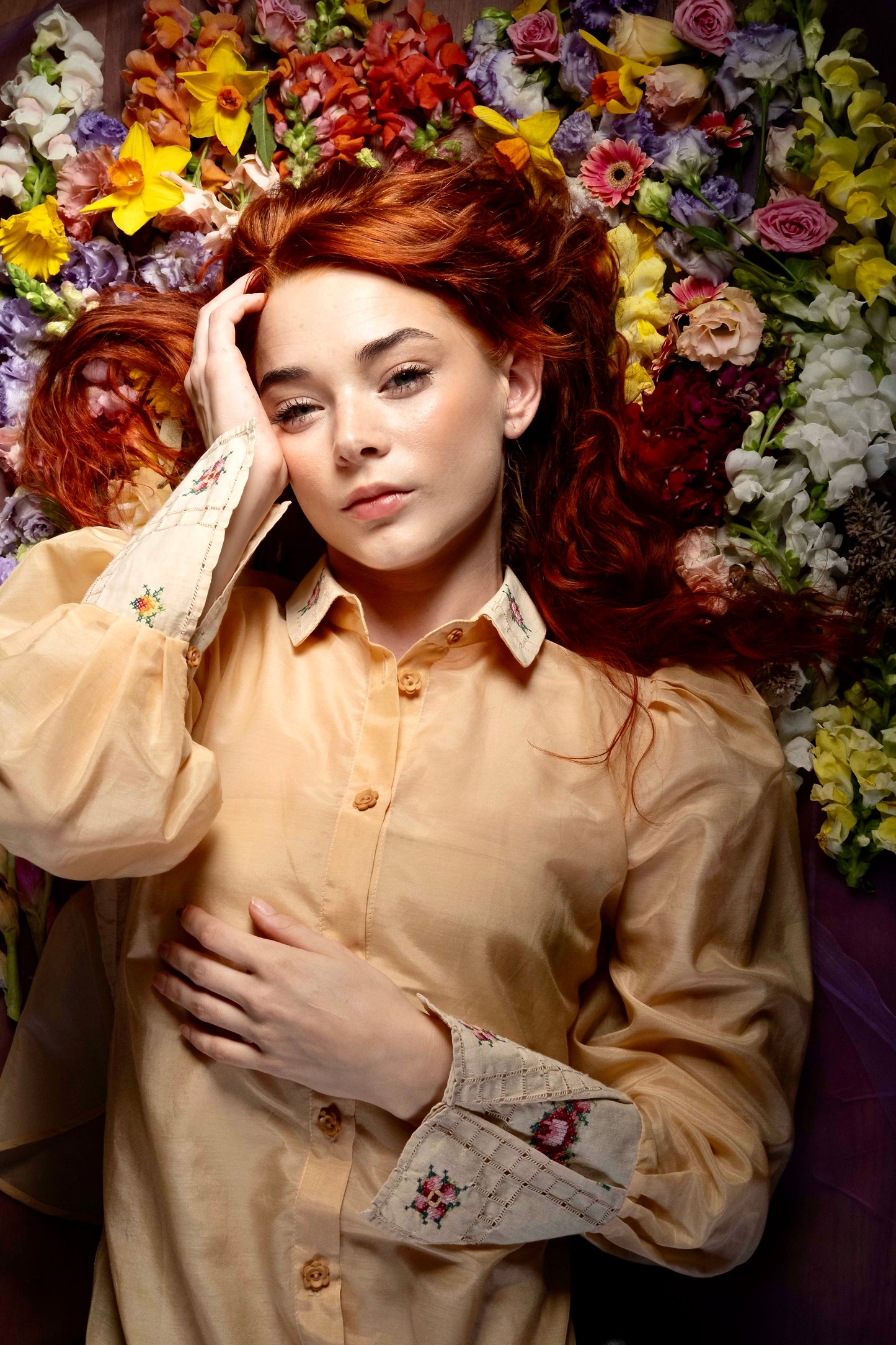 THE SISSI BLOUSE WITH DOILY CUFFS - Cotton/Silk Voile