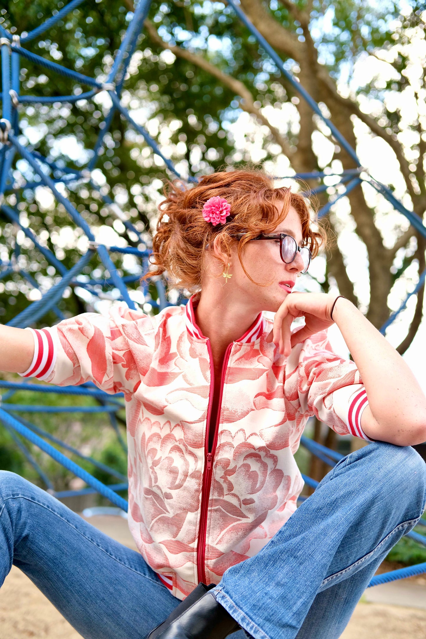 THE BOMBER-O JACKET - PEONIES
