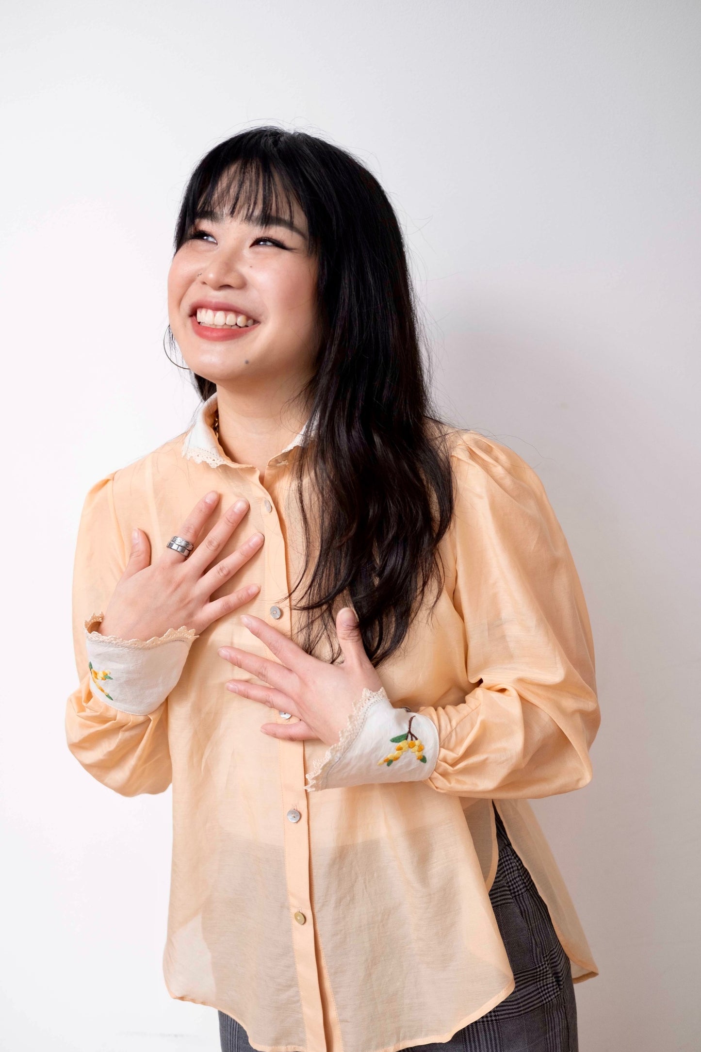 THE SISSI BLOUSE WITH DOILY CUFFS - Cotton/Silk Voile