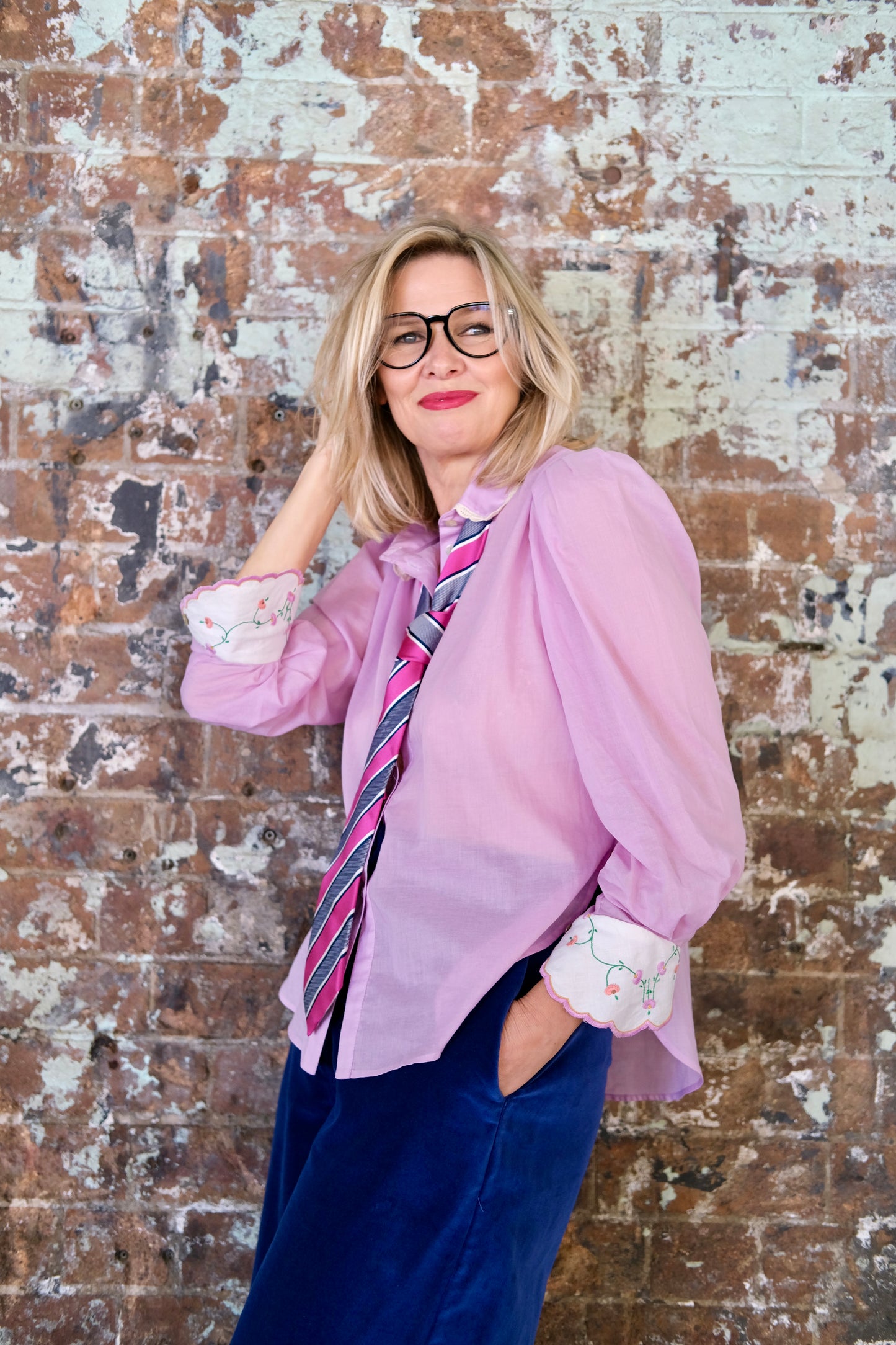 THE SISSI BLOUSE WITH DOILY CUFFS - Cotton Voile
