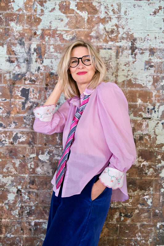 THE SISSI BLOUSE WITH DOILY CUFFS - Cotton Voile